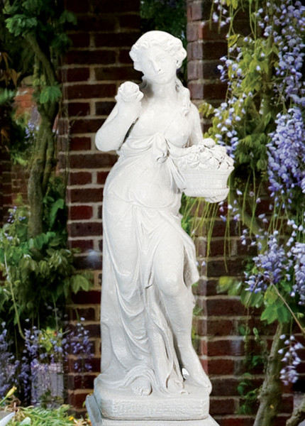 Persephone Greek Goddess Life size Cement Sculpture Flowers Basket